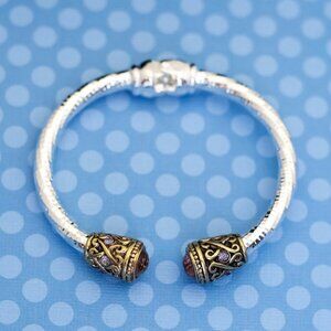 8 inch, Vintage Greek Style Elegant Silver Tone Cuff Bracelet - M26
